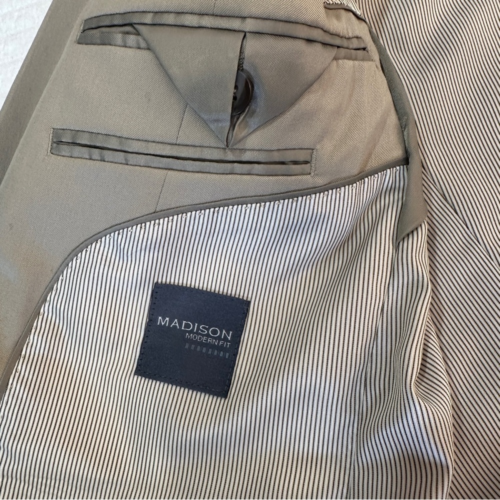 Madison Modern Fit Suit Jacket 40L Stretch Beige New Without Tags - Picture 10 of 13